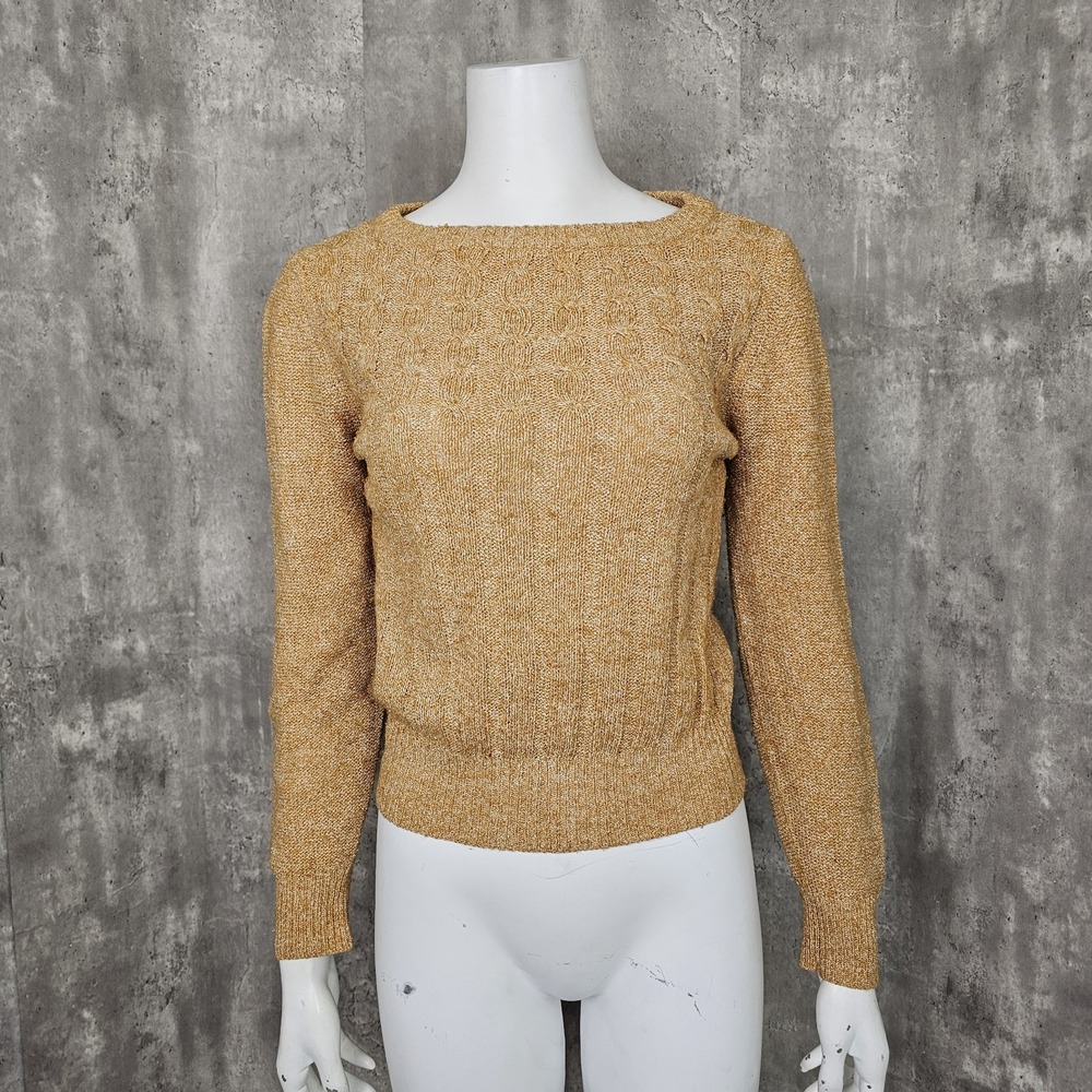 Vintage J. Ashford Womens S Orange Tight‎ Cable Knit Pullover Sweater Jumper